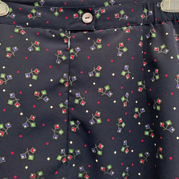 Vintage Navy Blue Art Deco Geometric Print High Waist Maxi Mod Anthro Skirt 14 - Picture 7 of 7